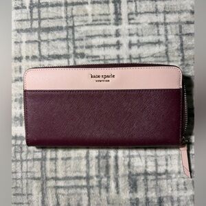 Kate Spade Two-Tone Wallet in Pink and Burgundy